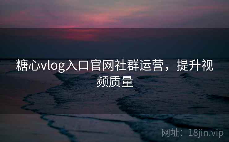 糖心vlog入口官网社群运营，提升视频质量